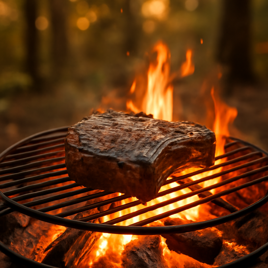 Braises incandescentes réparties sur la grille foyère d’un barbecue.